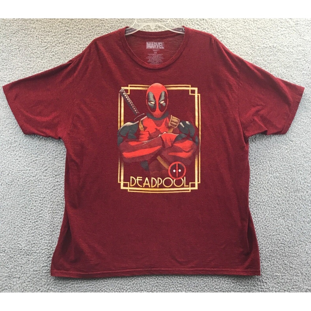 Marvel Deadpool T Shirt Adult Size 2X Short Sleeve Red